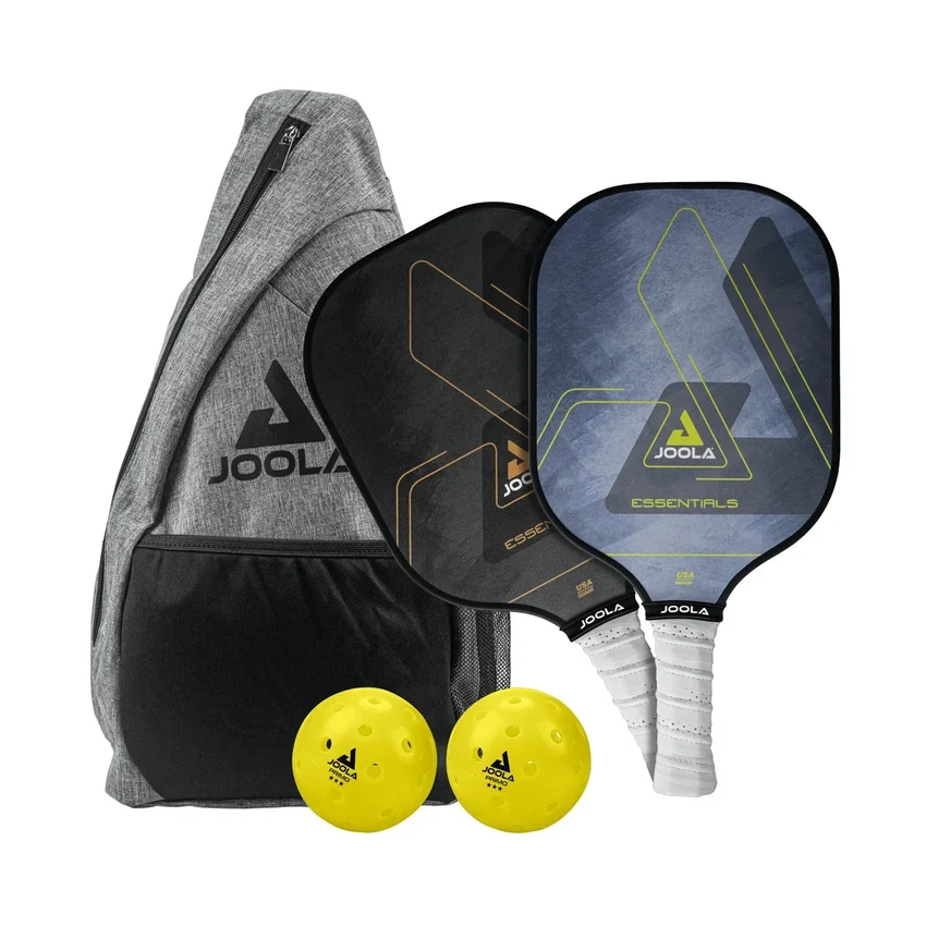 JOOLA Essentials Set - Includes Blue and Black Paddles, 2 Balls, and Bag
